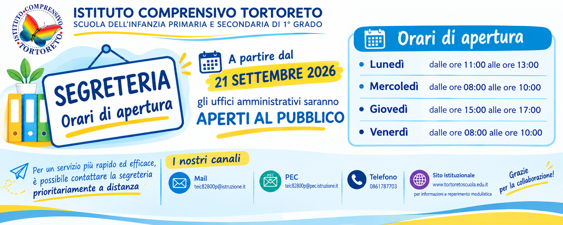 Apertura degli uffici al pubblico - A.S. 2026/27